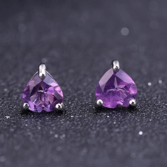 Amethyst Herz Ohrringe Stecker silber