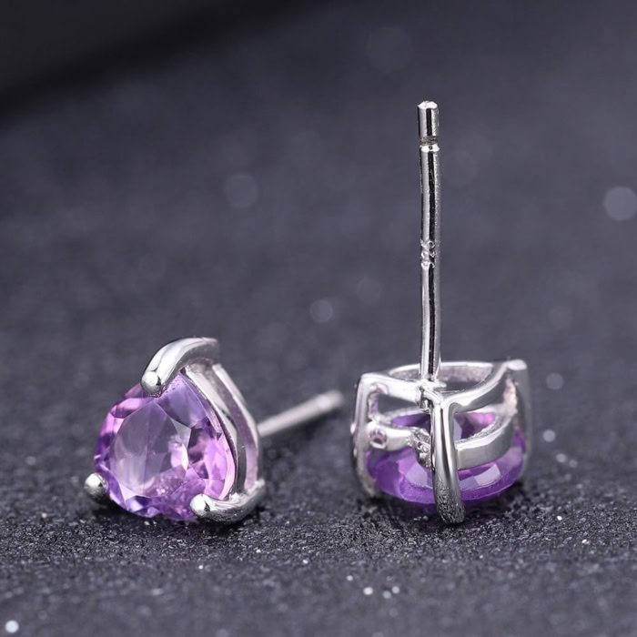 Amethyst Herz Ohrringe Stecker silber