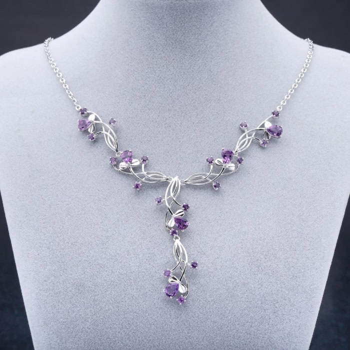 Amethyst Y Kette Silber