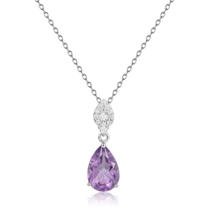 echte Amethyst kette silber mit Tropfen Anhänger