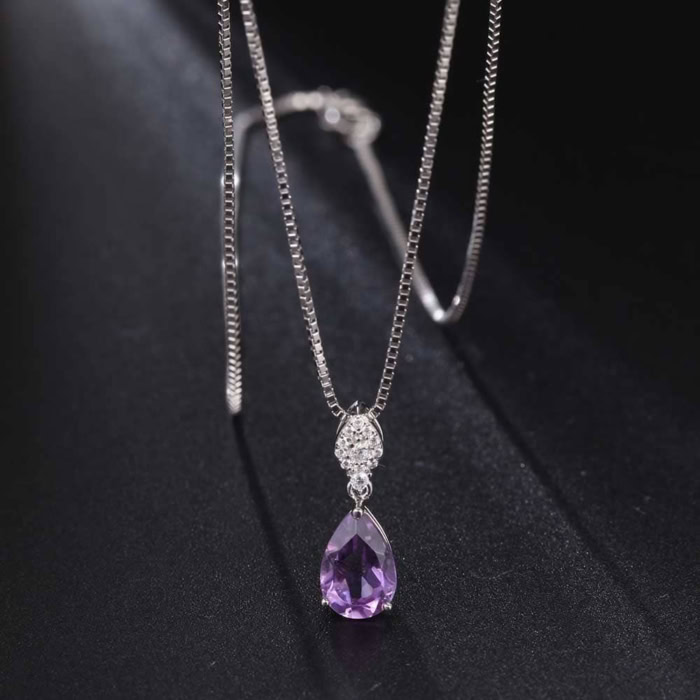 echte Amethyst kette silber mit Tropfen Anhänger