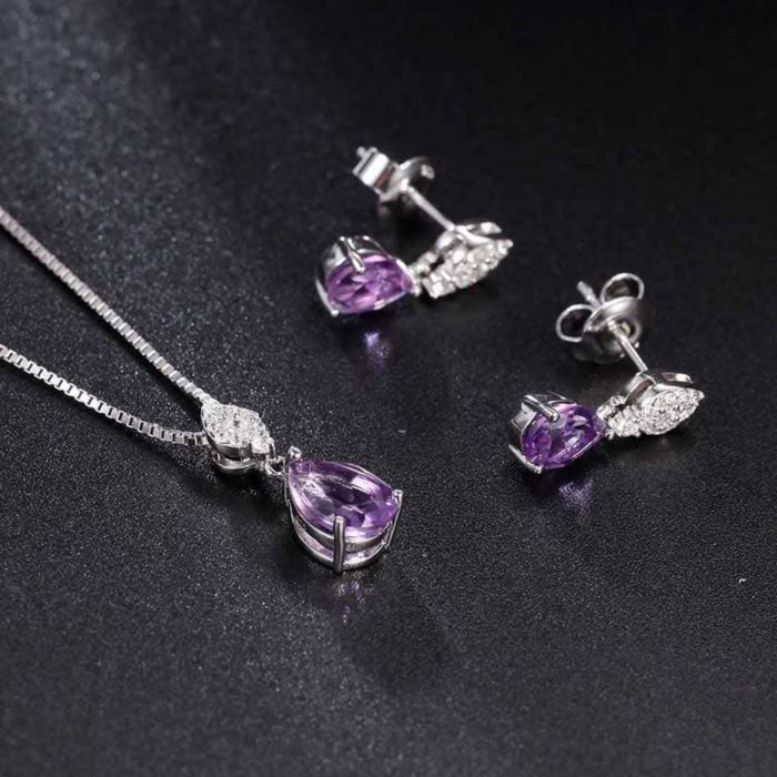 echte Amethyst kette silber mit Tropfen Anhänger