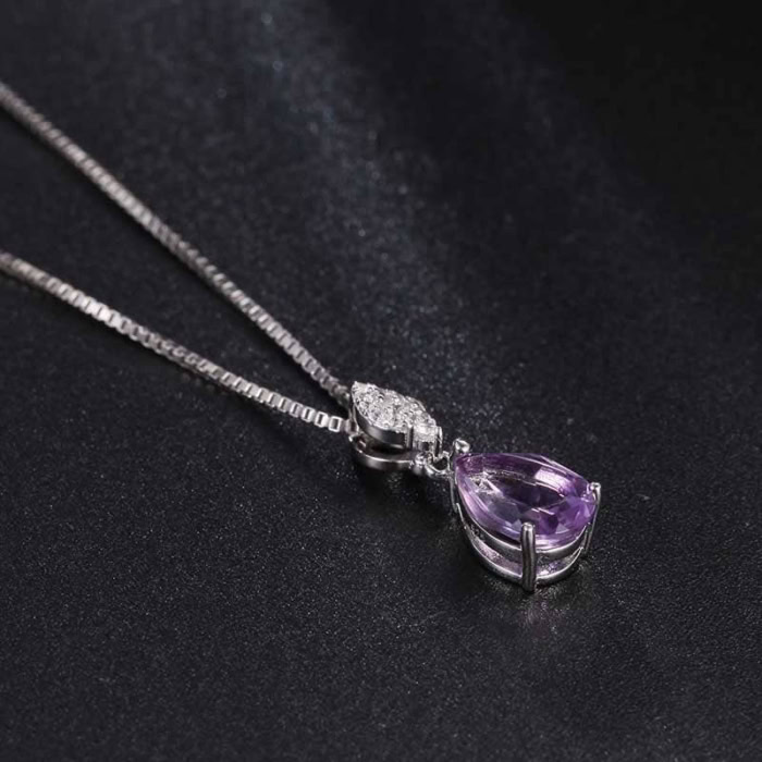 echte Amethyst kette silber mit Tropfen Anhänger