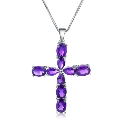 Amethyst Kette Kreuz Silber 925