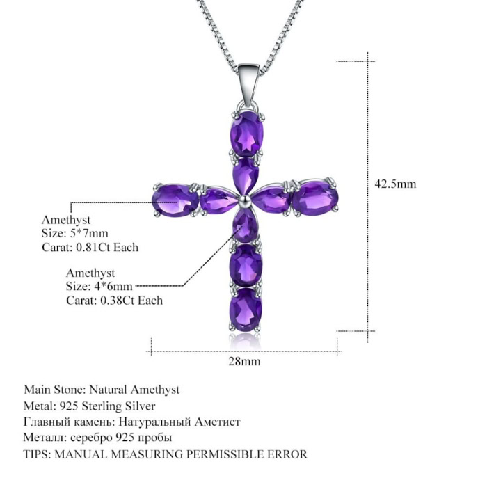 Amethyst Kette Kreuz Silber 925