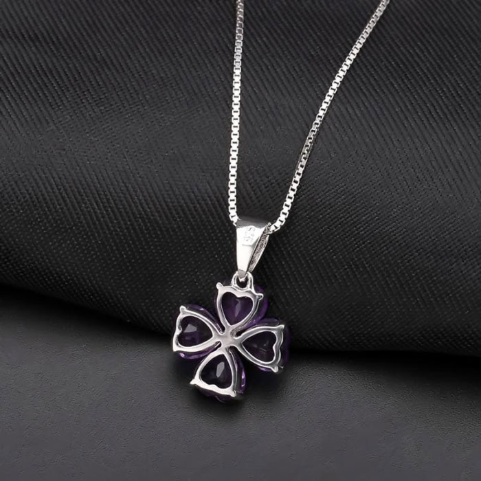 Amethyst Herz Kleeblatt Kette