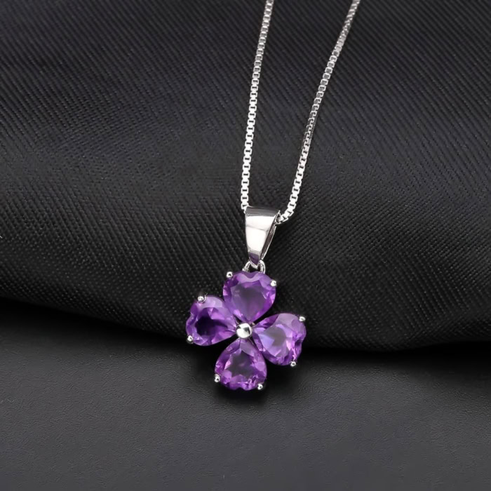 Amethyst Herz Kleeblatt Kette