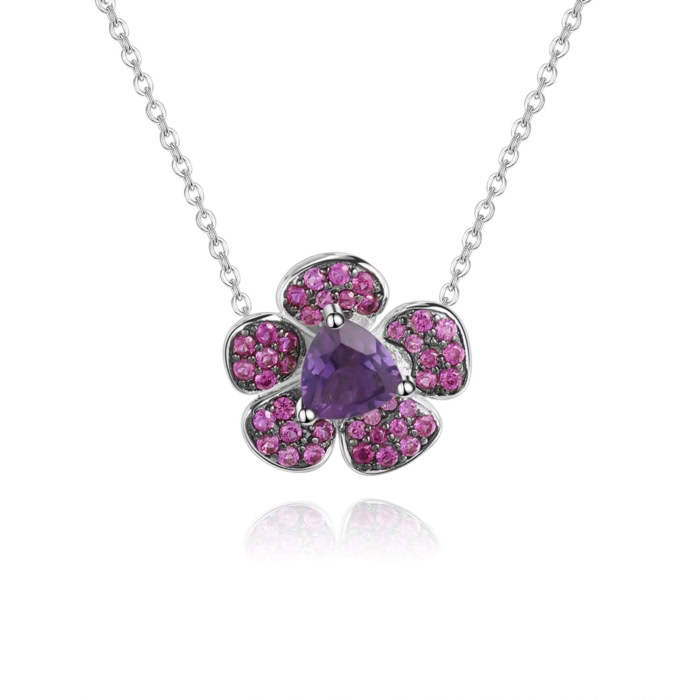 Blumen Kette mit bunten steinen Amethyst