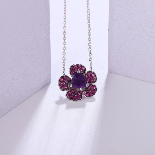 Blumen Kette mit bunten steinen Amethyst