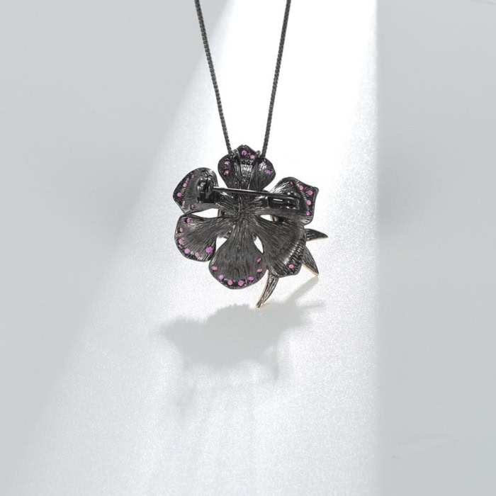 Edelstein Amethyst Blumen Kette mit Vogel