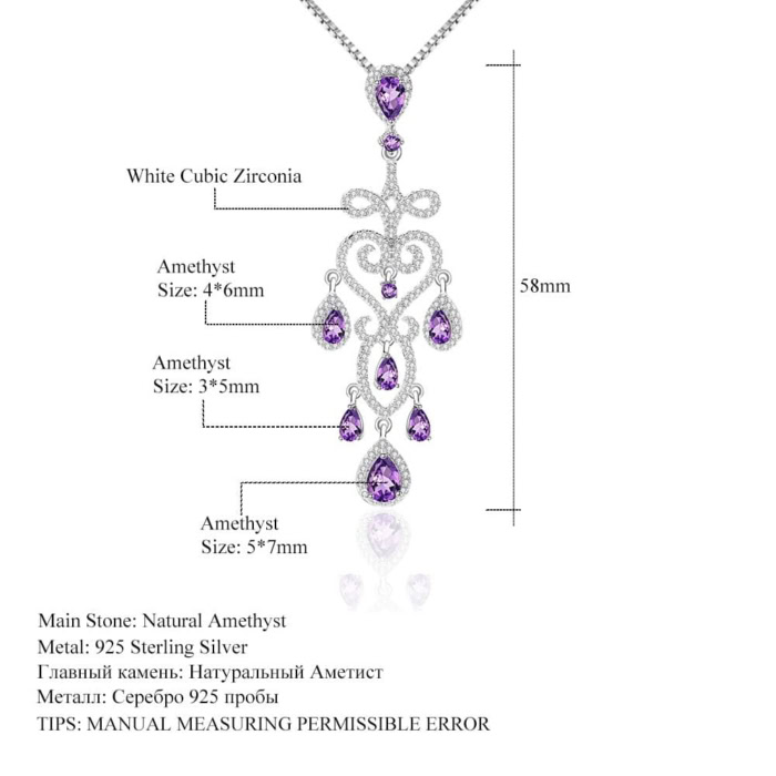 Amethyst Silber Kette mit Anhänger