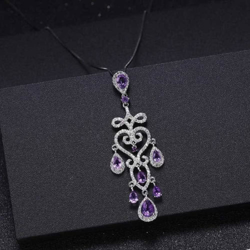 Amethyst Silber Kette mit Anhänger