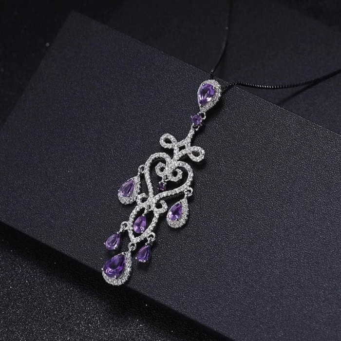 Amethyst Silber Kette mit Anhänger