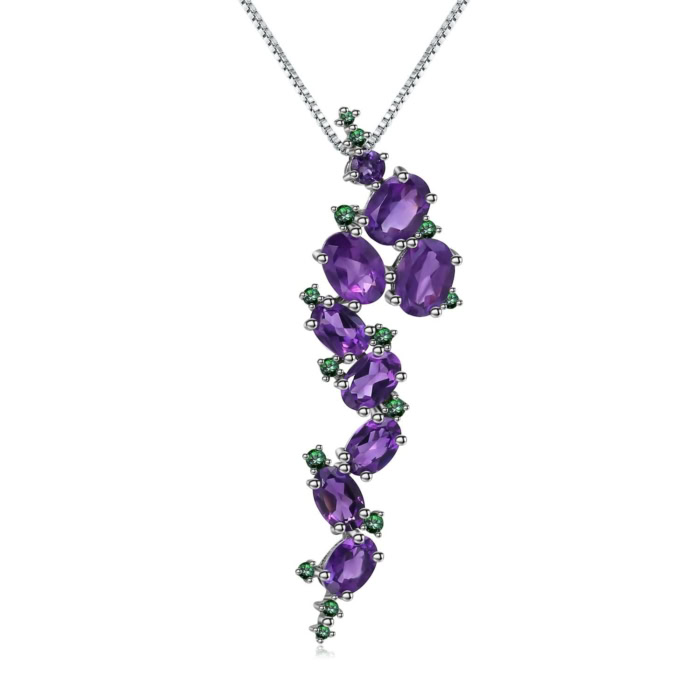 Damen Amethyst Silber Kette mit Anhänger