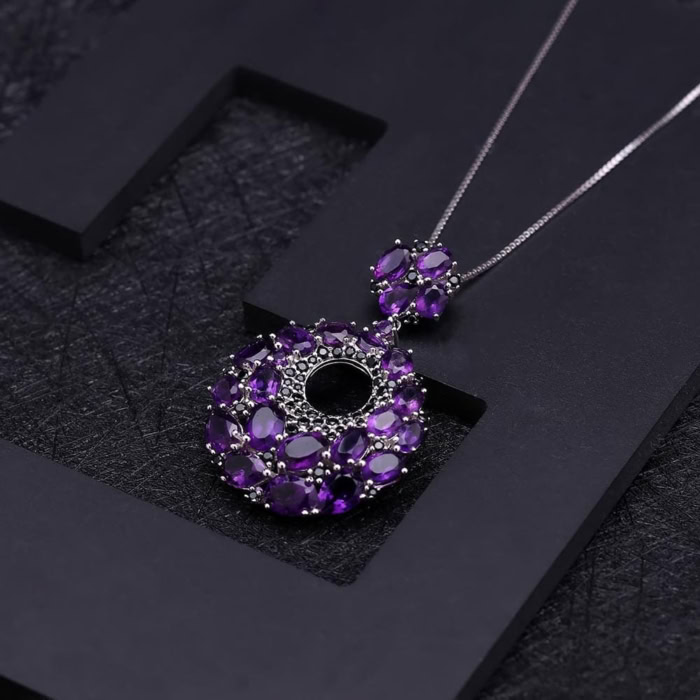 Damen Amethyst Kette Silber