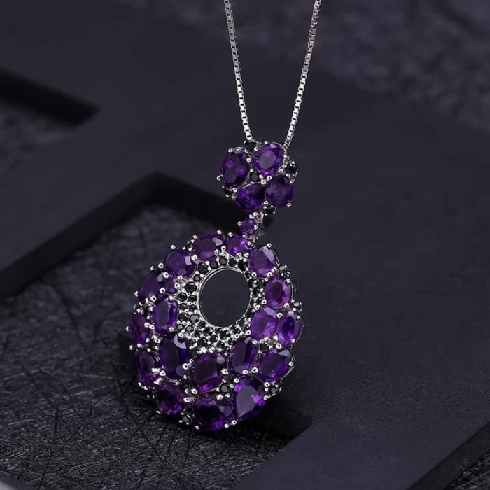 Damen Amethyst Kette Silber