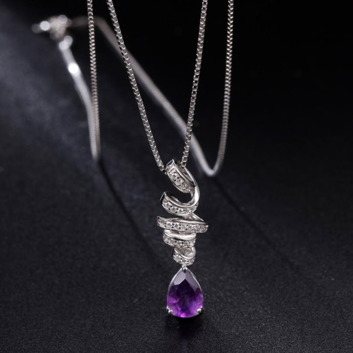 Amethyst Silber Kette Damen mit anhänger