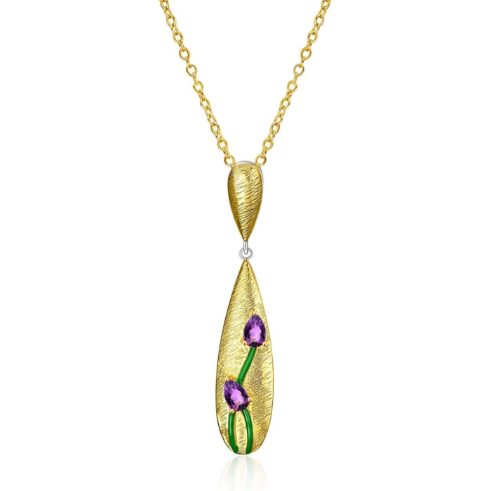 Goldene Vintage Kette damen mit Amethyst