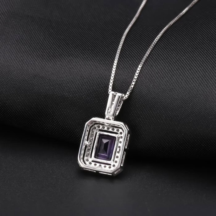 Silber amethyst Kette mit Rechteckigem Anhänger