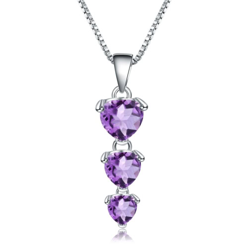 Damen silber Amethyst Kette mit Herzanhänger