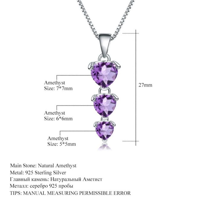 Damen silber Amethyst Kette mit Herzanhänger