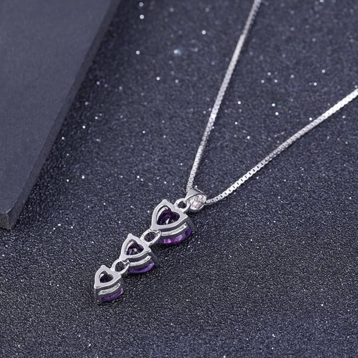 Damen silber Amethyst Kette mit Herzanhänger