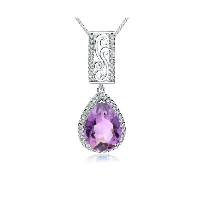 Tropfen Amethyst Anhänger Kette Für Frauen