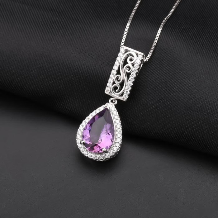 Tropfen Amethyst Anhänger Kette Für Frauen