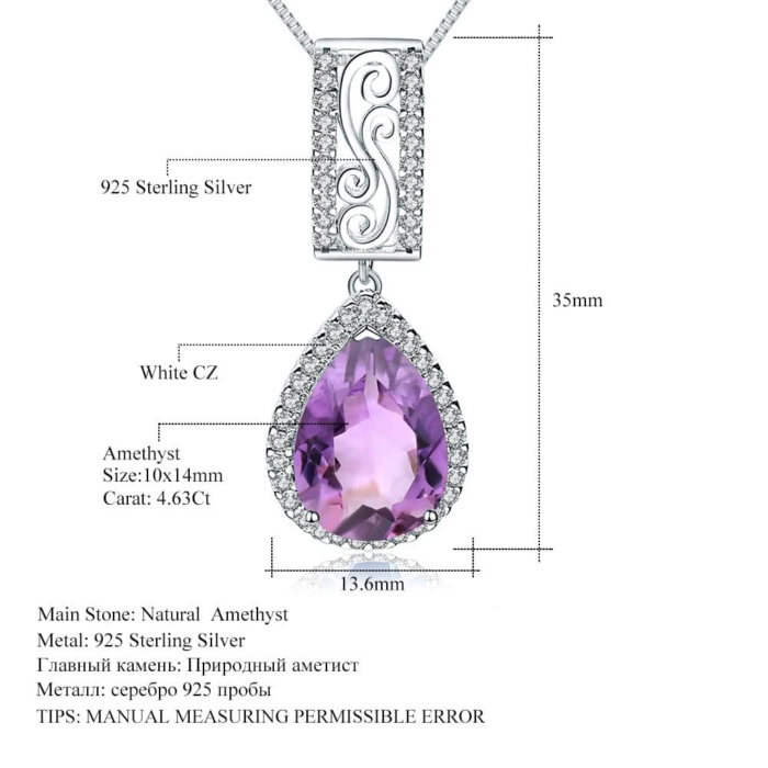 Tropfen Amethyst Anhänger Kette Für Frauen