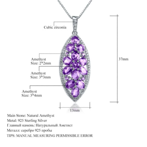 Amethyst Kette mit Anhänger Natürlicher Edelstein