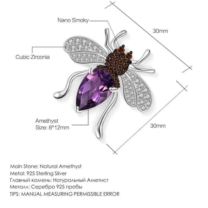 Biene Amethyst Brosche Für Damen