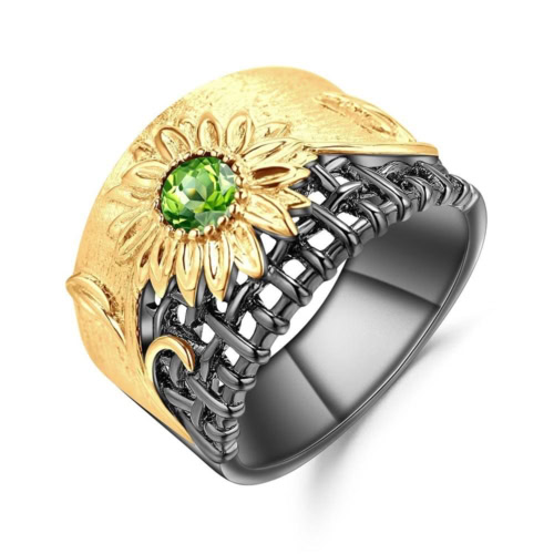 Goldene Ring Blume mit Diopside