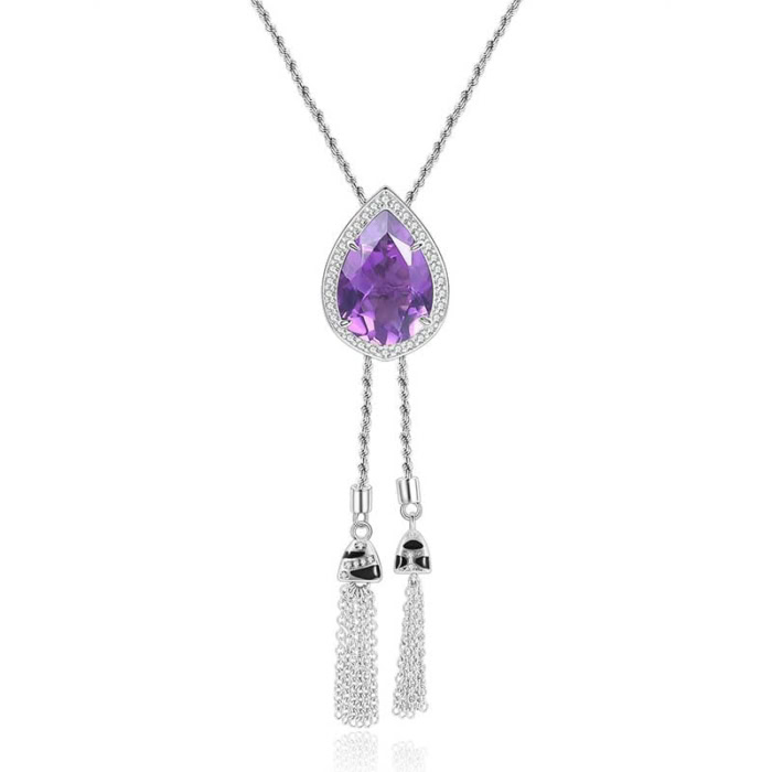 Silber y kette mit Amethyst anhänger