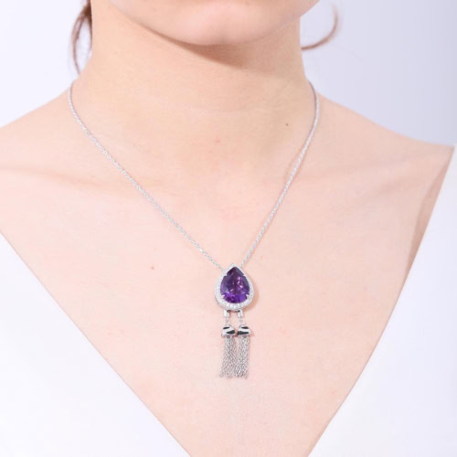 Silber y kette mit Amethyst anhänger