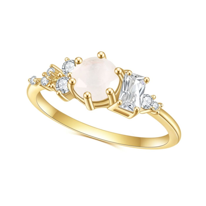 Damen Mondstein Ring Gold