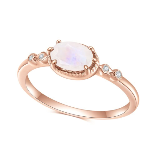 damen Ring Rosegold mit stein Mondstein