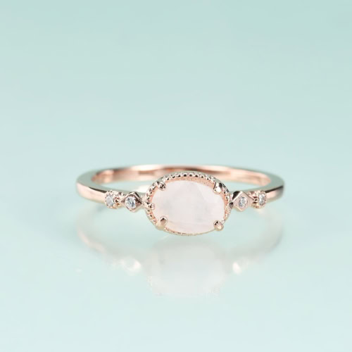 damen Ring Rosegold mit stein Mondstein