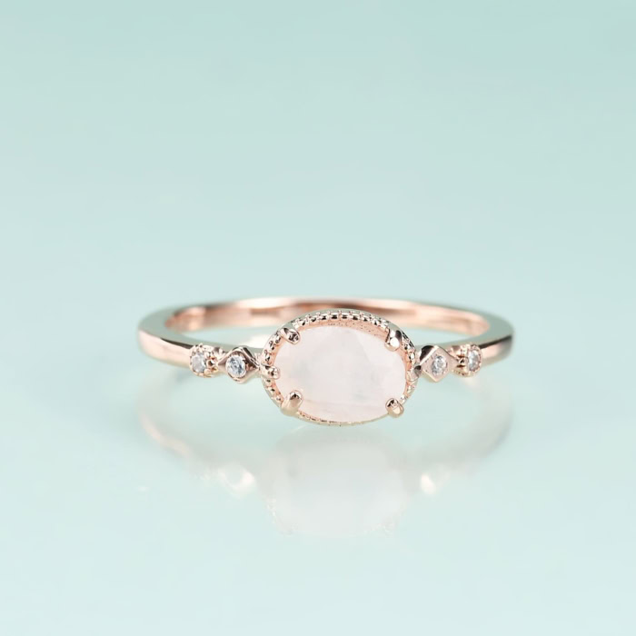 damen Ring Rosegold mit stein Mondstein