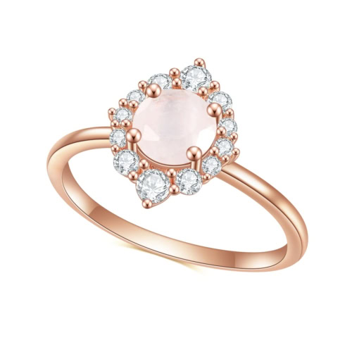 Rosegold Ring Mondstein mit Zirkonia