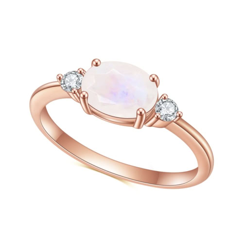 Rosegold Ring mit Oval Mondstein