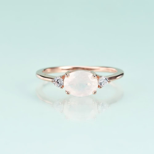 Rosegold Ring mit Oval Mondstein