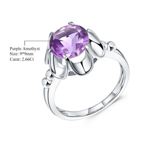 Silber Blume Ring mit Amethyst