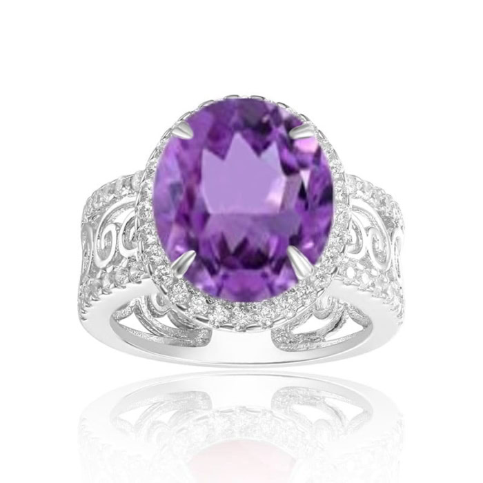 Breiter Ring Damen mit Amethyst