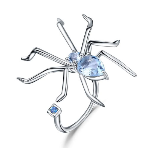 Spider Ring mit Blauer Topas