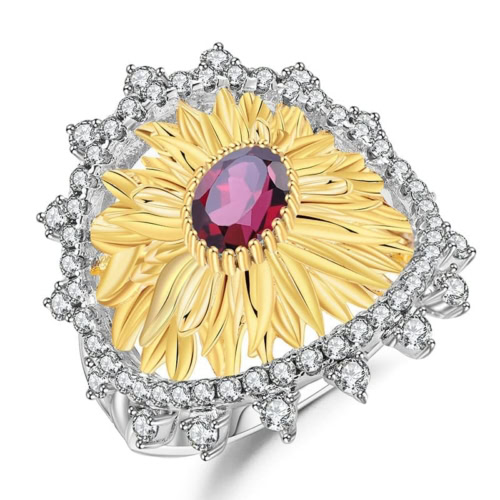 Sonnenblumen Ring mit Rosengranat