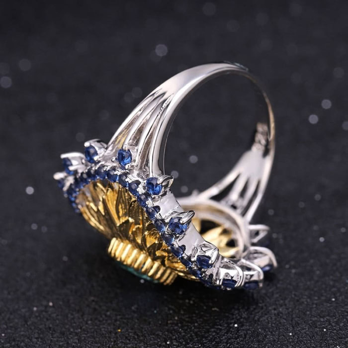 Sonnenblumen Ring mit Edelstein Topas