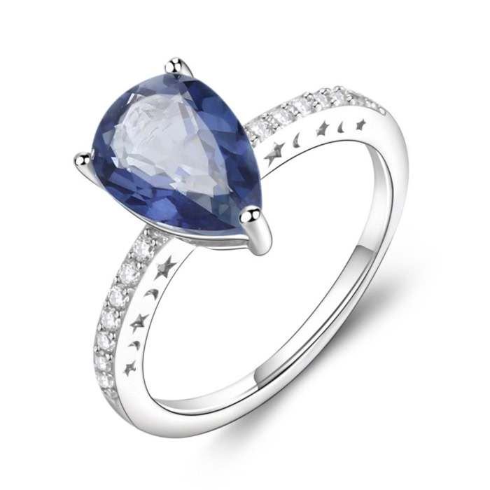 Engagement Ring mit Blauer Kristall