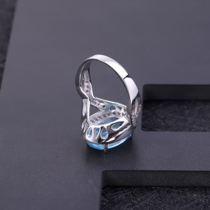 Heiratsantrag Ring Silber mit Topas