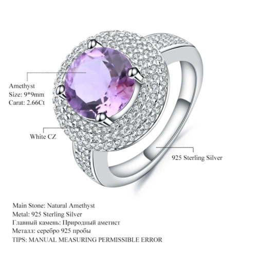 Zirkonia Ring mit Runden Amethyst