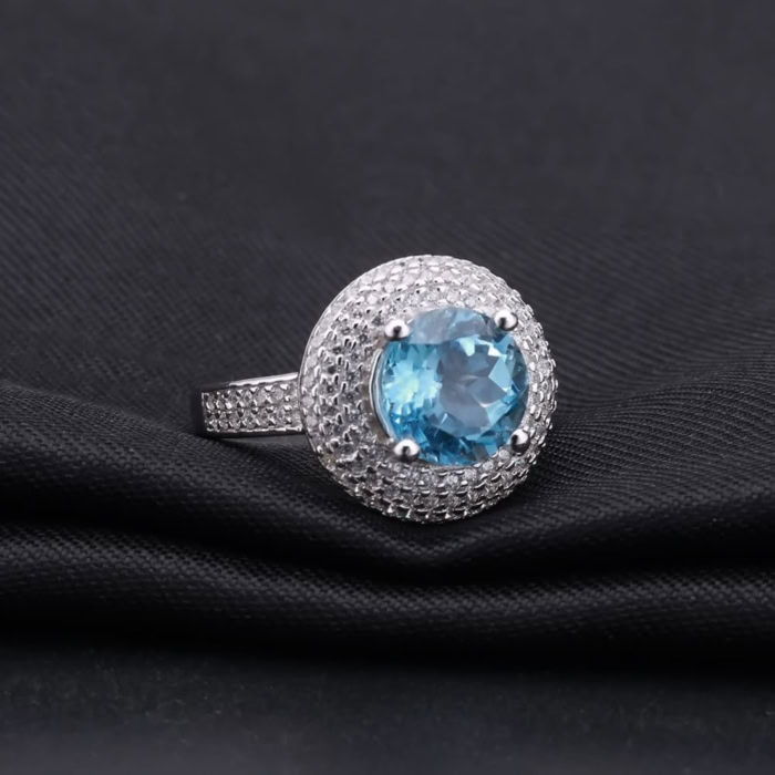 Zirkonia Ring mit Runden Topas